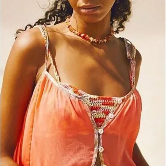 Free People Intimately Bali Sweet Nothing Slip Mini Dress Lingerie Coral Small - Picture 4 of 8